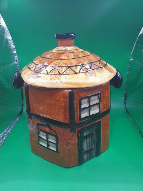 Hand Painted Dutch Cottage Teapot and Biscuit Barrel