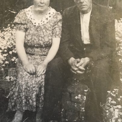 Alfred & Violet Lock behind their home; Laburnum, Canvey Village about 1945