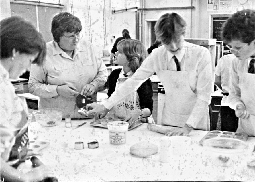 Second from left is Pat Ingrams the Domestic Science teacher. | Courtesy of Canvey Bus Museum