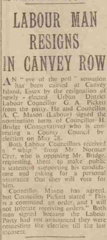 Labour man resigns in Canvey row