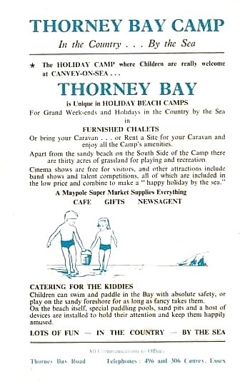 Thorney Bay Camp advert