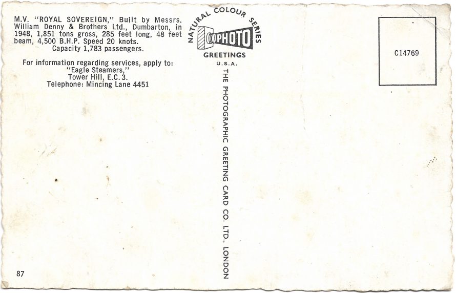 Rear of Post Card