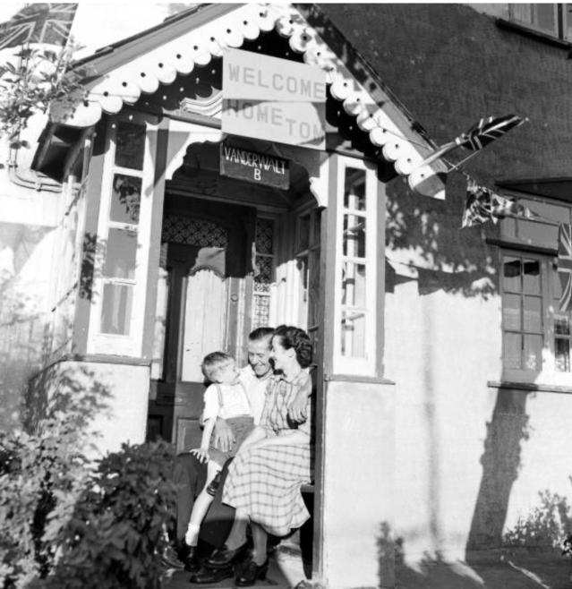Tom with his wife and son at their home 'Vanderwalt' 1953