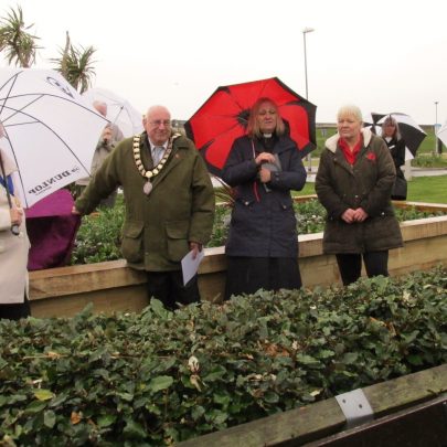 Cllr Doreen Anderson, TC Mayor Barry Palmer, Rev Walford, Bev Stevens and Peter May.