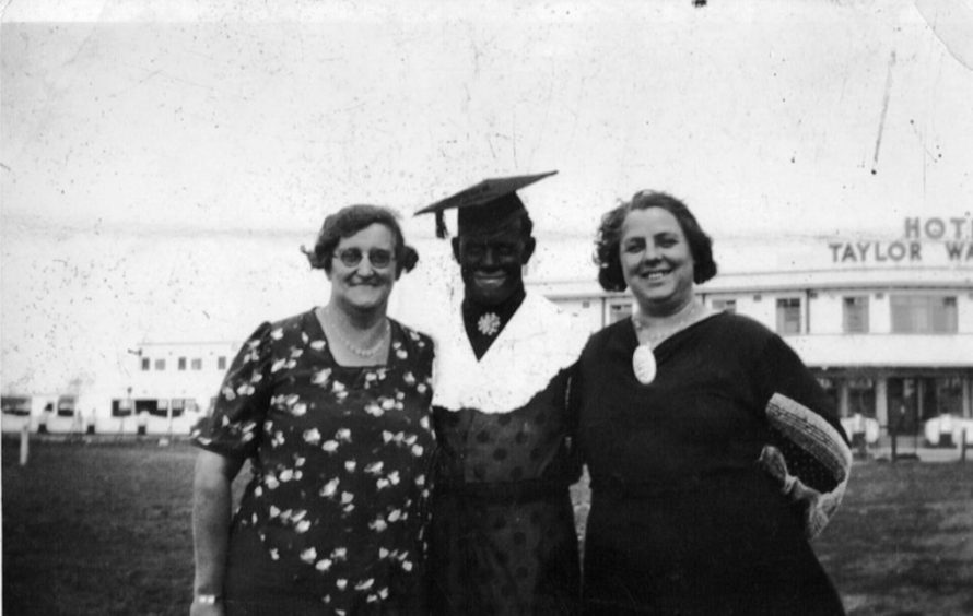 1938 Uncle Sam with his wife Amy on the right and probably his mother-in-law on the left. The Monico in the background when it was still fairly new.