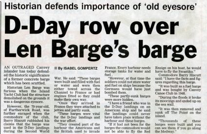 D-Day row over Len Barge's barge