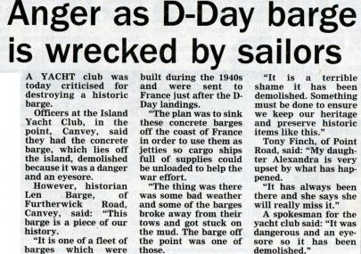 Anger as D-Day barge is wrecked by sailors