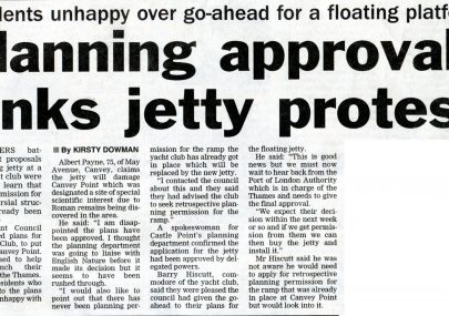 Planning approval sinks jetty protest