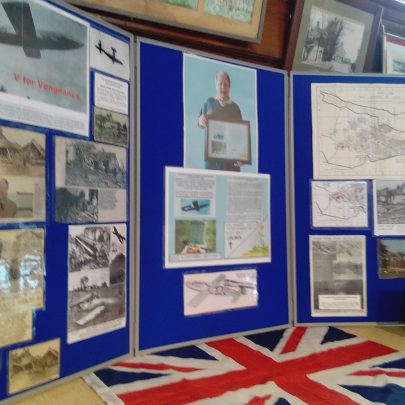 Dave Thorndike's display relating to the doodlebug which fell near Ray's home in 1944.
