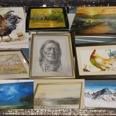 Some of the many paintings on display