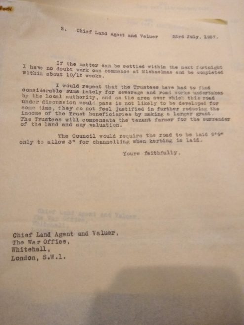 War Office proposed road to Canvey Battery