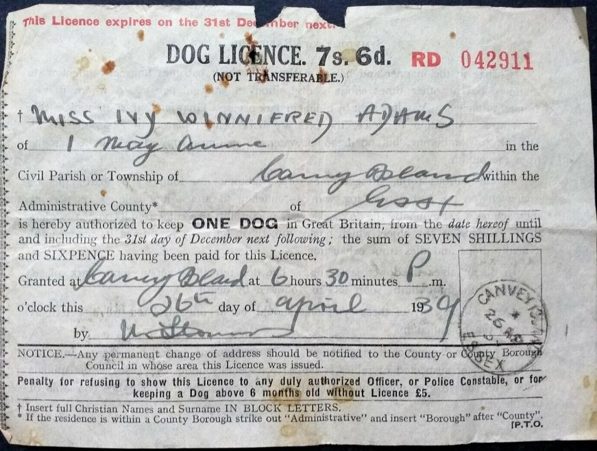 Licences 1930s