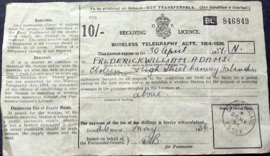 Licences 1930s