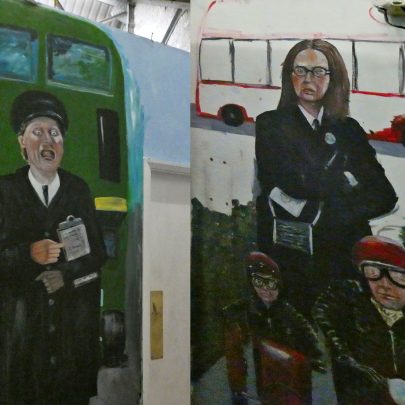 Some of the mural by the toilets