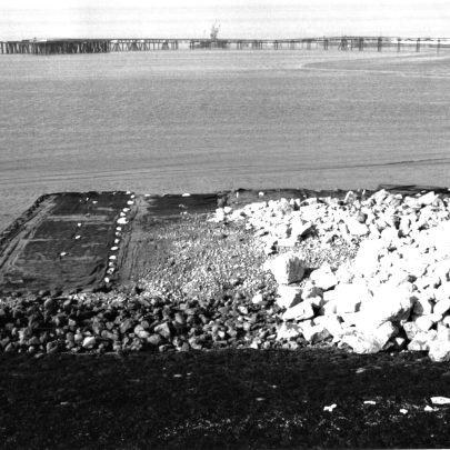 Occidental Jetty during seawall building