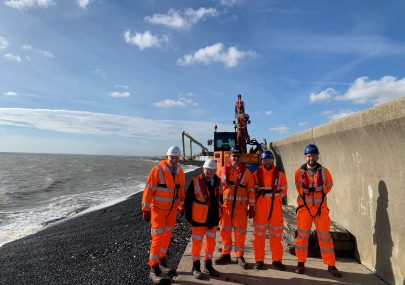 Ray Howard MBE invited to inspect the seawall work