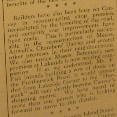 Canvey News and Benfleet Recorder. This article was 11th May 1929.