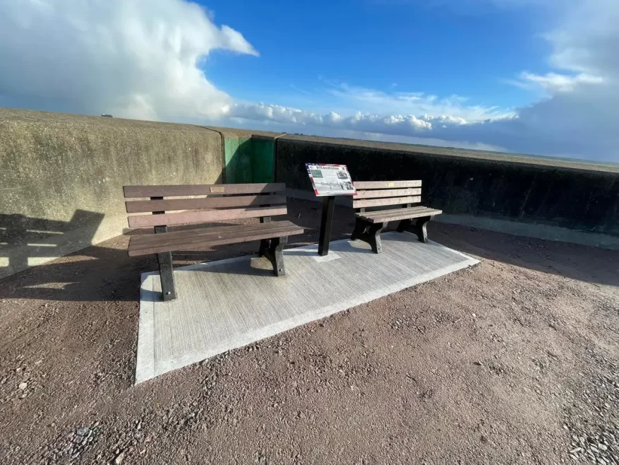 B17 benches and information board back at the point