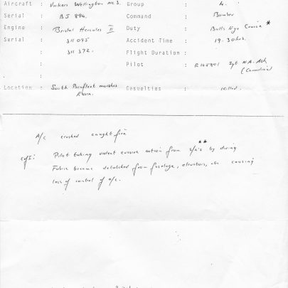 Accident Record Card, summarizing the Court of Inquiry | RAF Archives