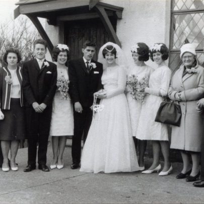 Brians Wedding 1963 Doug and Ivy far left. The two bridesmaids on the right are Maree and Dorothy | Maree Klingsick