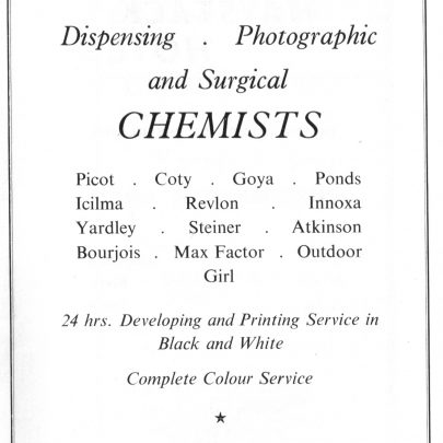 Quenby's chemists ad, 1963