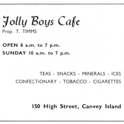 Jolly Boys Cafe ad, 1963
