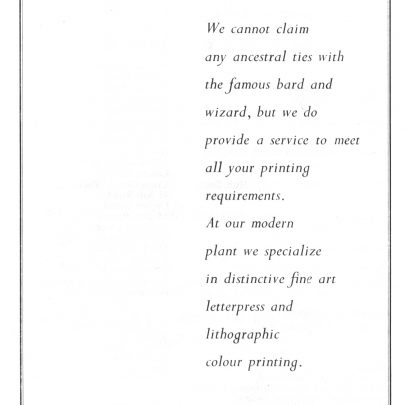 Merlin Printers ad, 1963