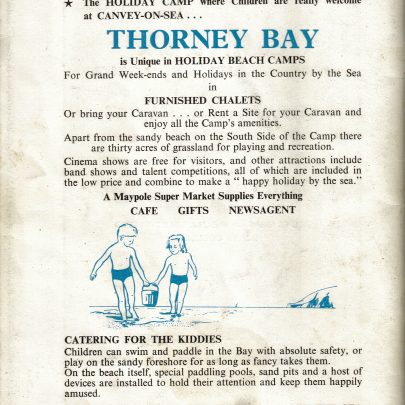 Thorney Bay Camp ad, 1963
