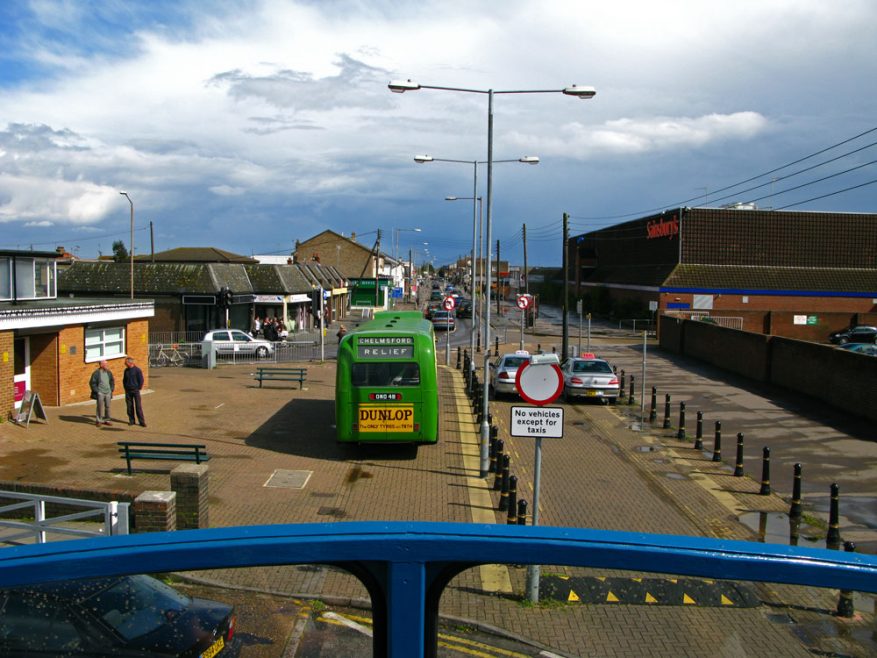 View outside the launch venue Canvey Library, courtosy of a Castle Point Transport Museum Bus | (c) David Bullock