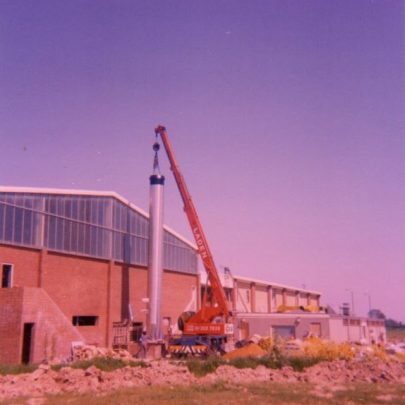 The rear of Waterside Farm Sports Centre under construction in 1975 | Stanley Perry