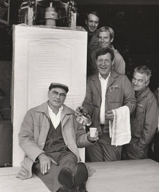 Cheers: John Shearman with some of his work-mates | Echo Newspaper Group