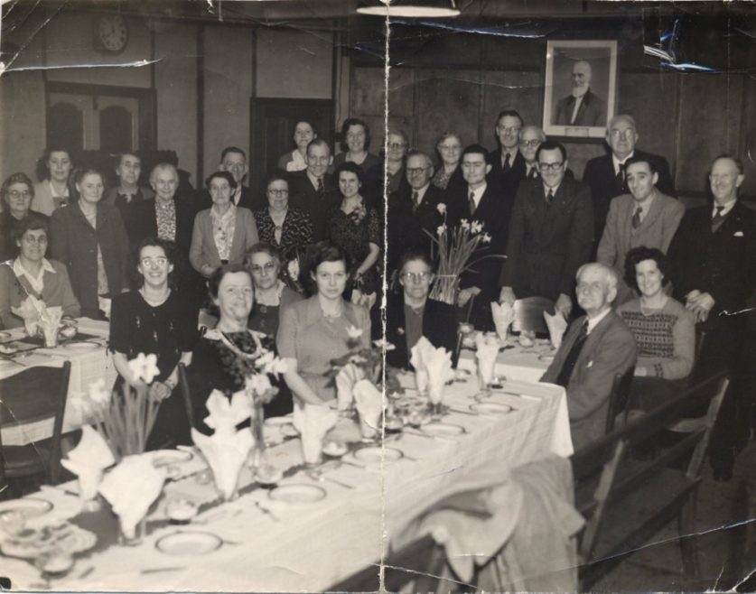 Annual Christmas Dinner at Whittier Hall.Some of the people in the picture are Mrs Dingly, Mrs Mash, Blossom Stevens, Doris and Alf Flaherty, June George, Mr Webb, Vera and Eddie Leigh, Miss Anders, Colin McNail | Doris Flaherty