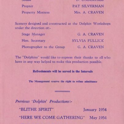 Programme from 'Ladysfinger' | Dudley George