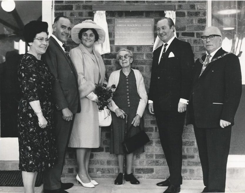 This photograph shows George and Amelia Blackwell with Beatrice Littlewood (she also had a home named after her in Kit Kats Road), the Rt. Hon. A Greenwood MP, Bert Tibbles (Chairman of the Council) and Jose Jarvis the first warden of the home.