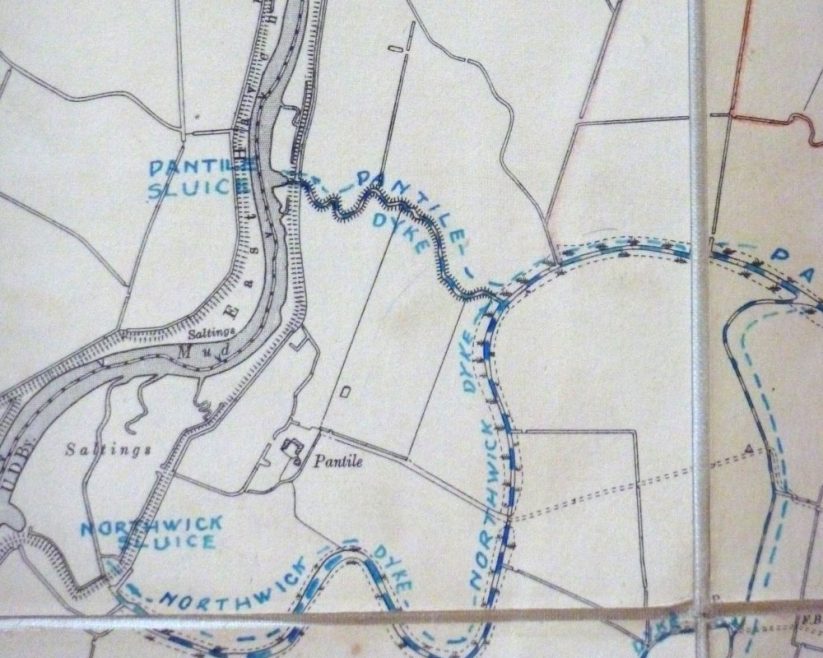 Map dated 1930s showing farm and location of dykes