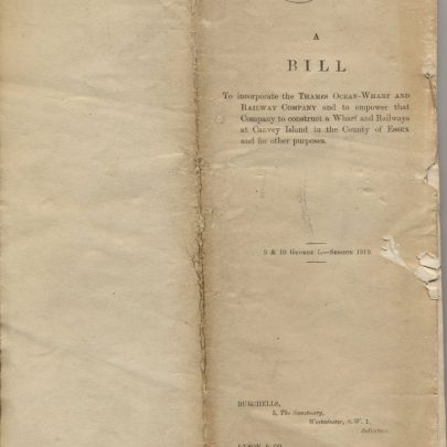 The 1919 Thames Ocean-Wharf and Railway Bill | G S