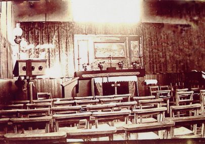 Old photo of the inside of St Anne's Church