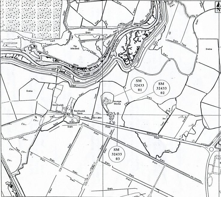 Map showing Northwick Farm and TN8 WWII HAA Gun Site