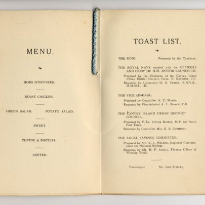 The menu from the Dinner at the Hotel Monico 18th June 1943 | H B Burchell