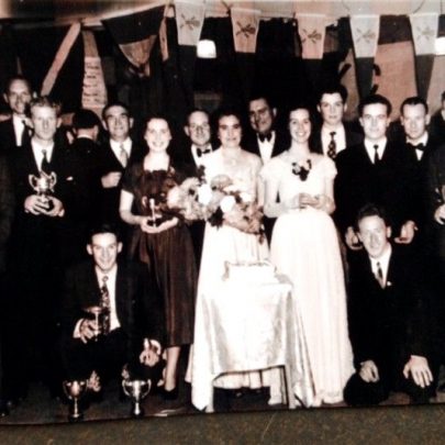 I Y C prize giving Jean and.  John 3rd and fourth in from right John Manly left holding cup | Derek Kennard