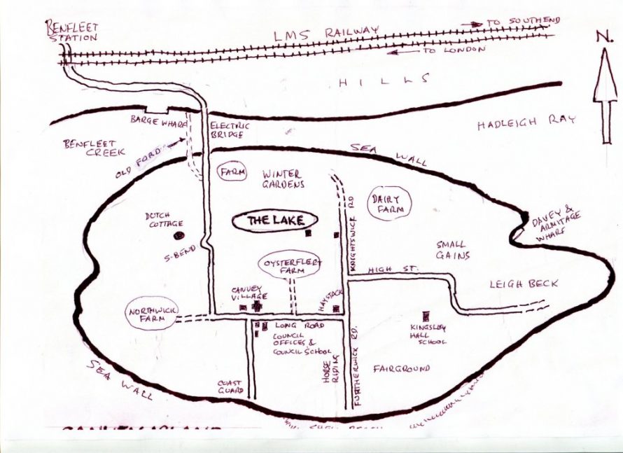 Alan Gregson's map of Canvey drawn from memory in 1993 | Leonie Gregson