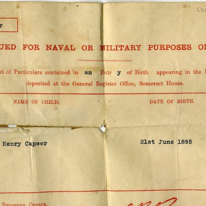 1916: Paul Capser's war time birth certificate - 21st June 1895 | Thanks to Joan Liddiard