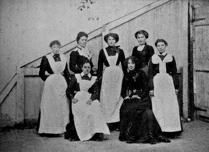 Waitresses from the Winter Gardens tea rooms