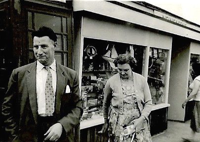 Nan and grandad outside Thorney Bay stores