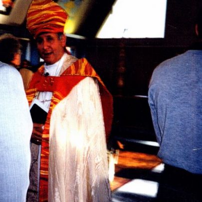 Bishop Stevens in Dec 2000 attending a 40th anniversary service of St Nicholas Church. | Wendy Knight